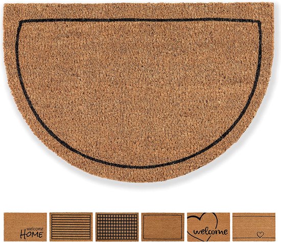 KARAT Deurmat voor buiten en binnen van kokos, deurmat, vuil-vasthoudende mat, kokosmat, winterbescherming met antislip achterkant voor huisdeur en entree, blauw, 85 x 110 cm, 1,7 cm