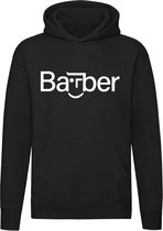 Barber | barbier | baard | snor | scheren | knippen | barbershop | kapper | herenkapper | haarstylist | haar | kapsalon | Unisex | Trui | Sweater | Hoodie | Capuchon | Zwart