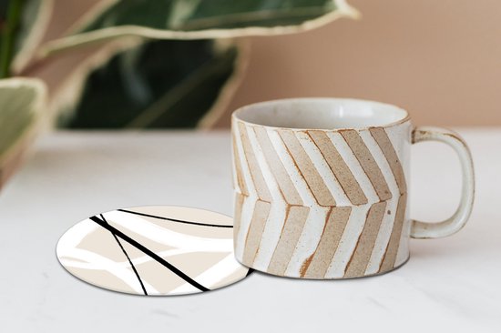 Sous-verres pour verres - Rond - Ligne - Abstrait - Minimalisme - Pastel - 10x10 cm - Sous-verres en verre - 6 pièces