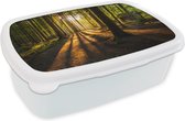 Broodtrommel Wit - Lunchbox - Brooddoos - Zon - Bomen - Bos - Landschap - Natuur - 18x12x6 cm - Volwassenen
