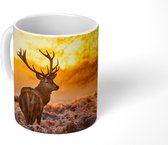 Mug - Tasse à café - Cerf - Animaux - Coucher de soleil - Hiver - Bruyère - Nature - Tasses - 350 ML - Tasse - Tasses à café - Tasse à thé