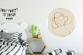 WallCircle - Wandcirkel ⌀ 90 - Vrouw - Line art - Minimalisme - Ronde schilderijen woonkamer - Wandbord rond - Muurdecoratie cirkel - Kamer decoratie binnen - Wanddecoratie muurcirkel - Woonaccessoires