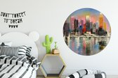 WallCircle - Wandcirkel - Muurcirkel - Schilderij - Olieverf - Skyline - Water - Aluminium - Dibond - ⌀ 140 cm - Binnen en Buiten