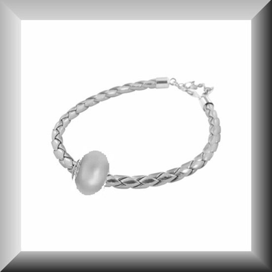 Hetty'S - Bracelet cuir - perle Swarovski - fermoir argent