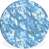 WallCircle - Wandcirkel - Muurcirkel - Marmer - Glitter - Blauw - Aluminium - Dibond - ⌀ 90 cm - Binnen en Buiten