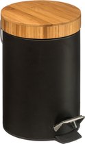 Five® à pédale Five® Black - 3 litres - Métal / Bamboe - Klein taille - Design contemporain pour tout intérieur