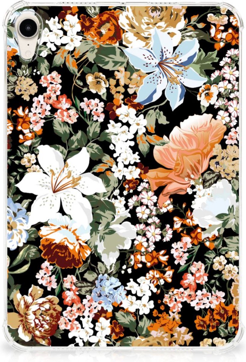 Siliconen Hoesje voor Apple iPad mini 6 (2021) Dark Flowers