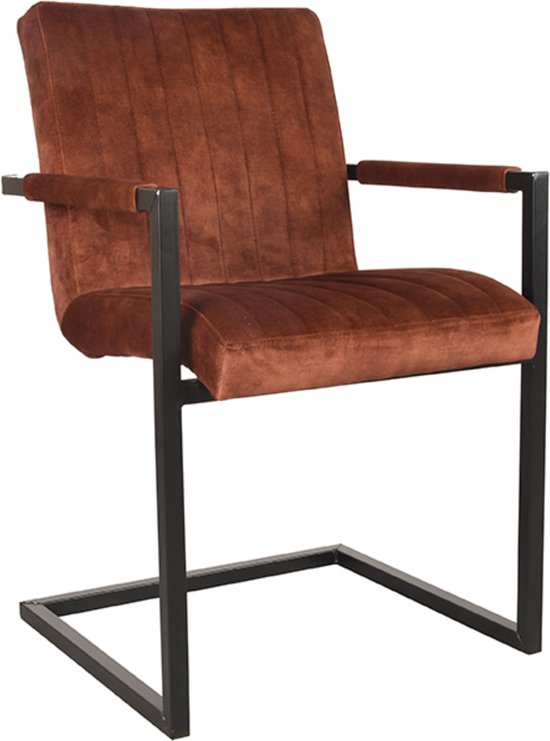 LABEL51 Chaise de salle à manger Milo - Marron - Velours