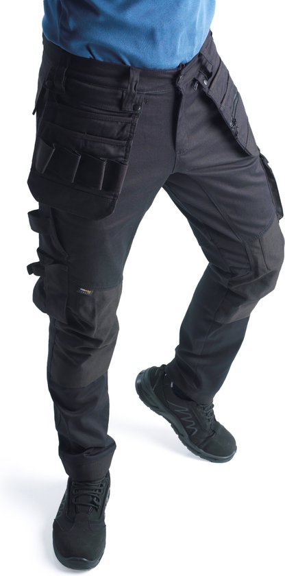 BITCO- OISE Water de travail stretch Homme Poches genouillères hydrofuges et oléofuges Renforcées en Cordura