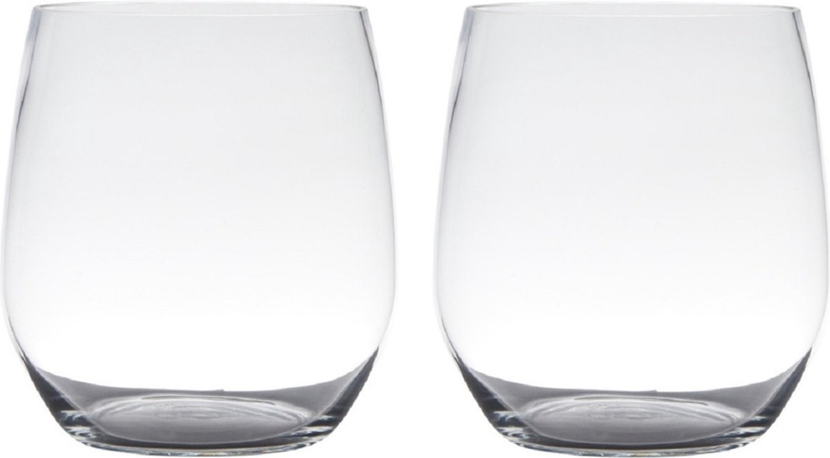 Hakbijl glass Vaas Tony - 2x stuks - transparant - 19x15 cm - glas - bloemen vazen