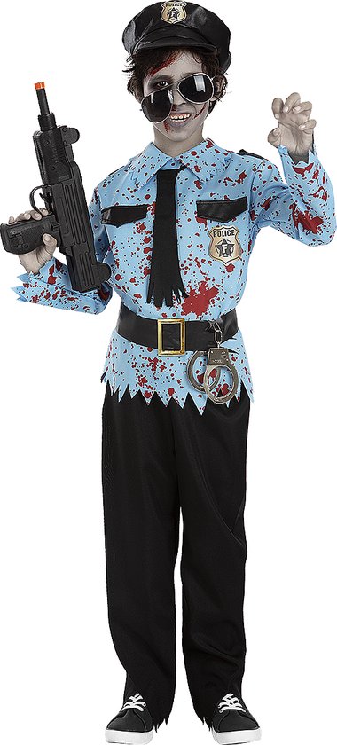 Funidelia | Zombie Politieagent Kostuum Voor voor jongens - Ondood, Halloween, Horror - Kostuum voor kinderen Accessoire verkleedkleding en rekwisieten voor Halloween, carnaval & feesten - Maat 107 - 113 cm - Zwart