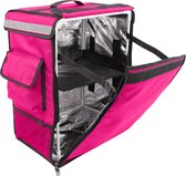 PrimeMatik - Roze draagbare koelkast 42 liter 35x49x25cm, isothermische tas rugzak voor picknick, camping, strand, voedselbezorging per motor of fiets