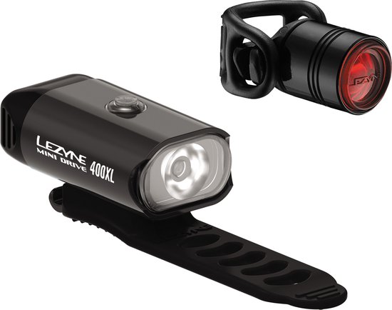 Foto: Lezyne mini drive 400xl femto drive usb pair fietsverlichting set usb oplaadbaar led fietslamp voor en achter waterdicht fietslicht zwart