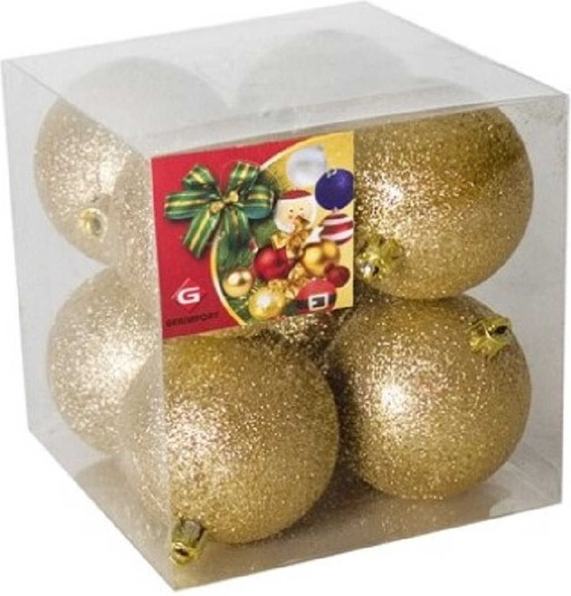 Gerim Kerstballen - 8 stuks - goud - kunststof - glitters - D7 cm