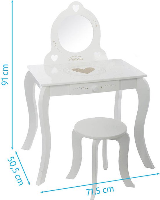 Atmosphera for Kids- Kinderboekenkast- MDF- Met Wielen- Wit- 63 x 30 x