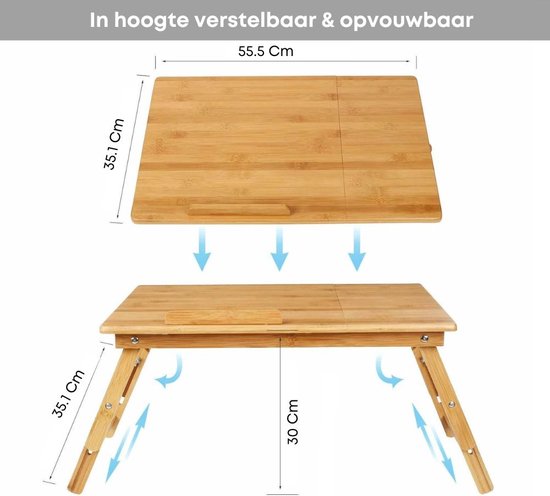 Tablet Houder Greenbility – Verstelbaar & Opvouwbaar – Werken In Bed Of Op De Bank Bamboe Laptoptafel