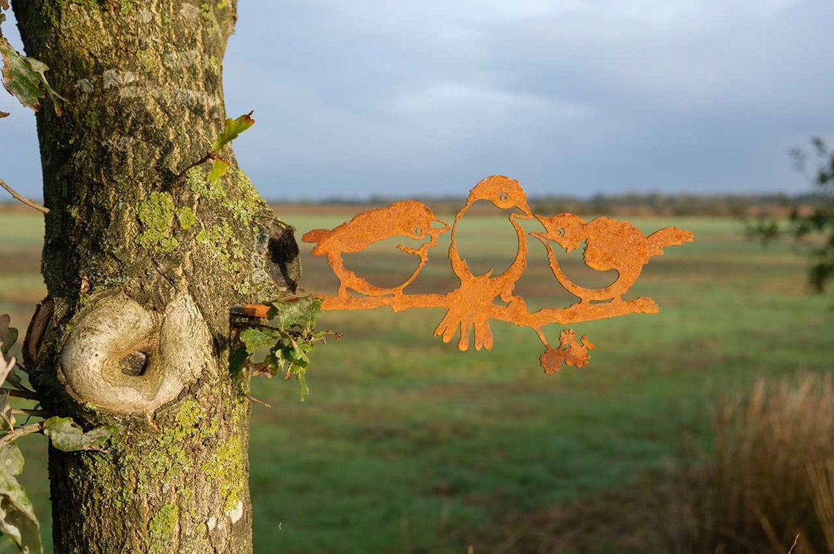 Geluksvogel Kuiken drietal/ Chicks, Roest Metaal, 1343, 336x137x2mm