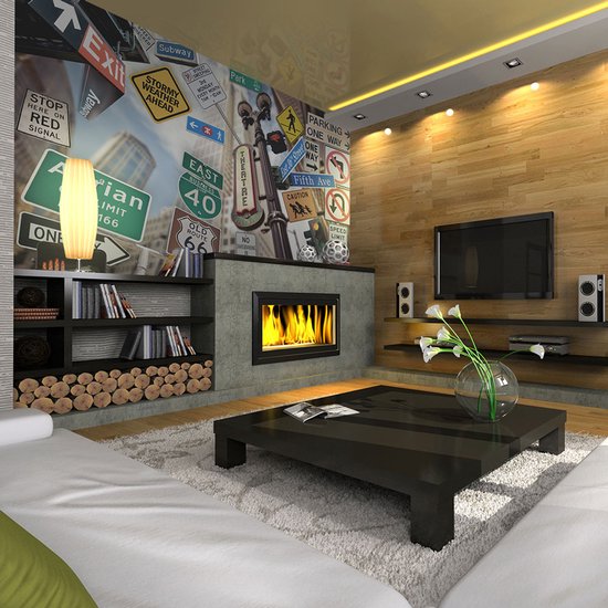 Papier peint photo - Personnages de NYC sur un fond coloré.