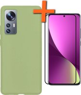 Hoesje Geschikt voor Xiaomi 12 Hoesje Siliconen Cover Case Met Screenprotector - Hoes Geschikt voor Xiaomi 12 Hoes Back Case - Groen