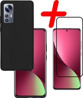 Hoes Geschikt voor Xiaomi 12X Hoesje Siliconen Back Cover Case Met Screenprotector - Hoesje Geschikt voor Xiaomi 12X Hoes Cover Hoesje - Zwart