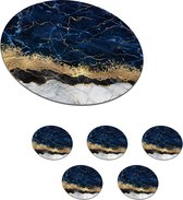 Onderzetters voor glazen - Rond - Marmer - Wit - Goud - Luxe - 10x10 cm - Glasonderzetters - 6 stuks