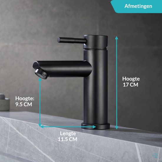 Badkamer & Keuken Kraan Zwart inclusief aansluitingen Wastafel Kraan