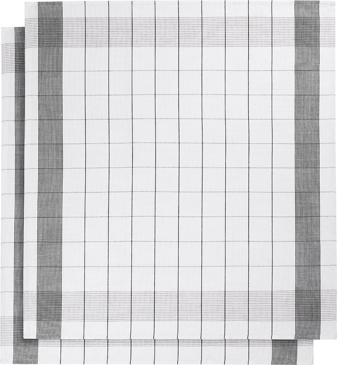 De Witte Lietaer Mixte theedoek (set van 2) - 50% katoen - 50% linnen - White-Black