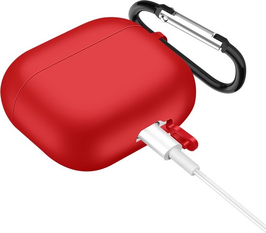 siliconen hoesje de Protection Solid Peachy avec crochet pour AirPods 3 - Rouge