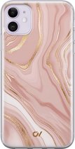 Hoesje geschikt voor Apple iPhone 11 - Rose Marble - Marmer - Roze - Apple Soft Case Telefoonhoesje - TPU Back Cover - Casevibes