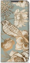 Smart Cover geschikt voor OnePlus 10 Pro Vintage Bird Flowers