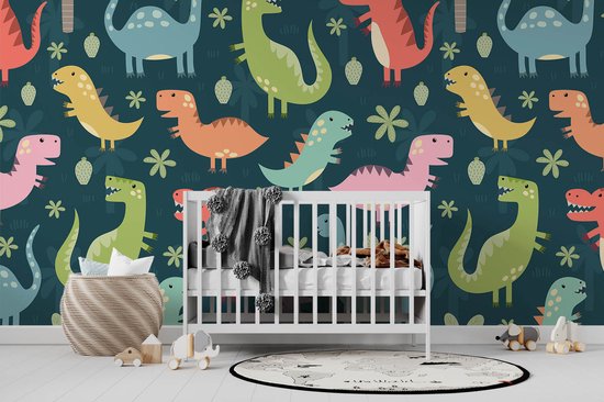 VEELIKE Hand Draw Dinosaurs Behang Peel en Stick Verwijderbare Leuke