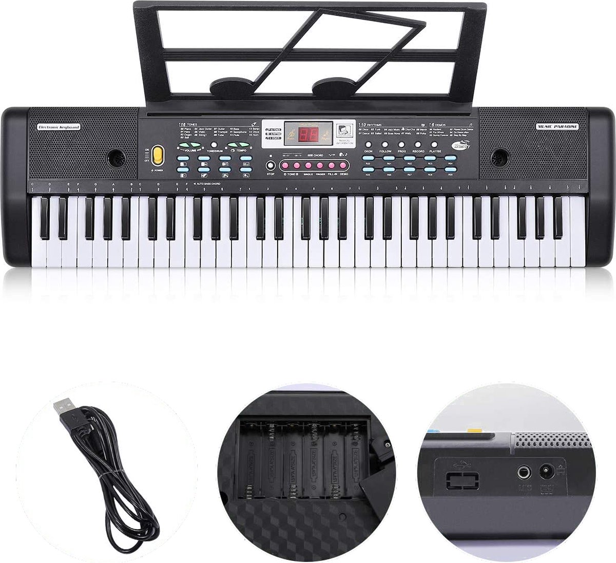 61 Toetsen Piano Elektrisch Keyboard Met Muziekstandaard