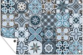 Muurdecoratie Design - Bloem - Blauw - Figuren - 180x120 cm - Tuinposter - Tuindoek - Buitenposter