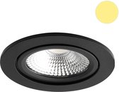 Ledisons LED Inbouwspot - Vivaro Zwart 3W - Dimbare Spot - Extra Warm-Wit - IP54 - Geschikt voor Woonkamer, Badkamer en Keuken - Plafondspot Zwart - Ø75 mm