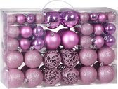 Casaria Kerstballen 100 er Set - Kunststof Mat Glanzend Ø 3 4 6 cm Roze