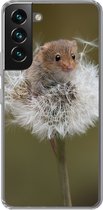 Geschikt voor Samsung Galaxy S22 hoesje - Muis - Jong - Bloemen - Siliconen Telefoonhoesje
