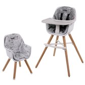 PAULETTE Typo - Chaise haute - 2 en 1 - chaise adaptable - du 6 mois au 5 ans - Wit, Grijs