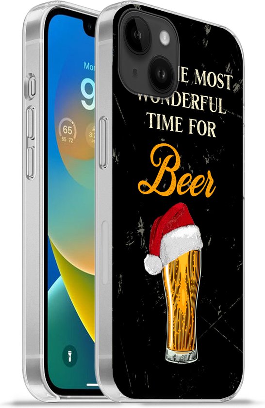 Geschikt voorApple Iphone 14 Plus - Soft case hoesje - It's the most wonderful time for beer - Kerst - Quotes - Bier - Spreuken - Siliconen Telefoonhoesje