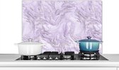 Spatscherm keuken 90x60 cm - Kookplaat achterwand Marmer - Zilver - Luxe - Patroon - Muurbeschermer - Spatwand fornuis - Hoogwaardig aluminium