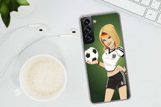 Coque Samsung Galaxy S22 - Une illustration d'une fille avec des vêtements allemands et un ballon de football - Meiden - Filles - Enfants - Coque de téléphone en Siliconen