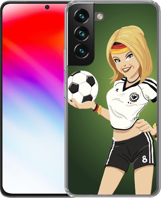 Coque Samsung Galaxy S22 - Une illustration d'une fille avec des vêtements allemands et un ballon de football - Meiden - Filles - Enfants - Coque de téléphone en Siliconen
