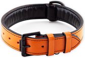 Brute Strength - Luxe leren halsband hond - Oranje - L - (46 - 53 cm) x 3,5cm