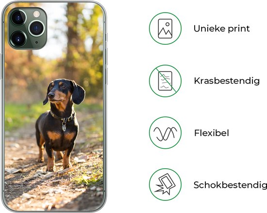 Coque iPhone 11 Pro Max - Un teckel dans la forêt - Coque en Siliconen pour téléphone