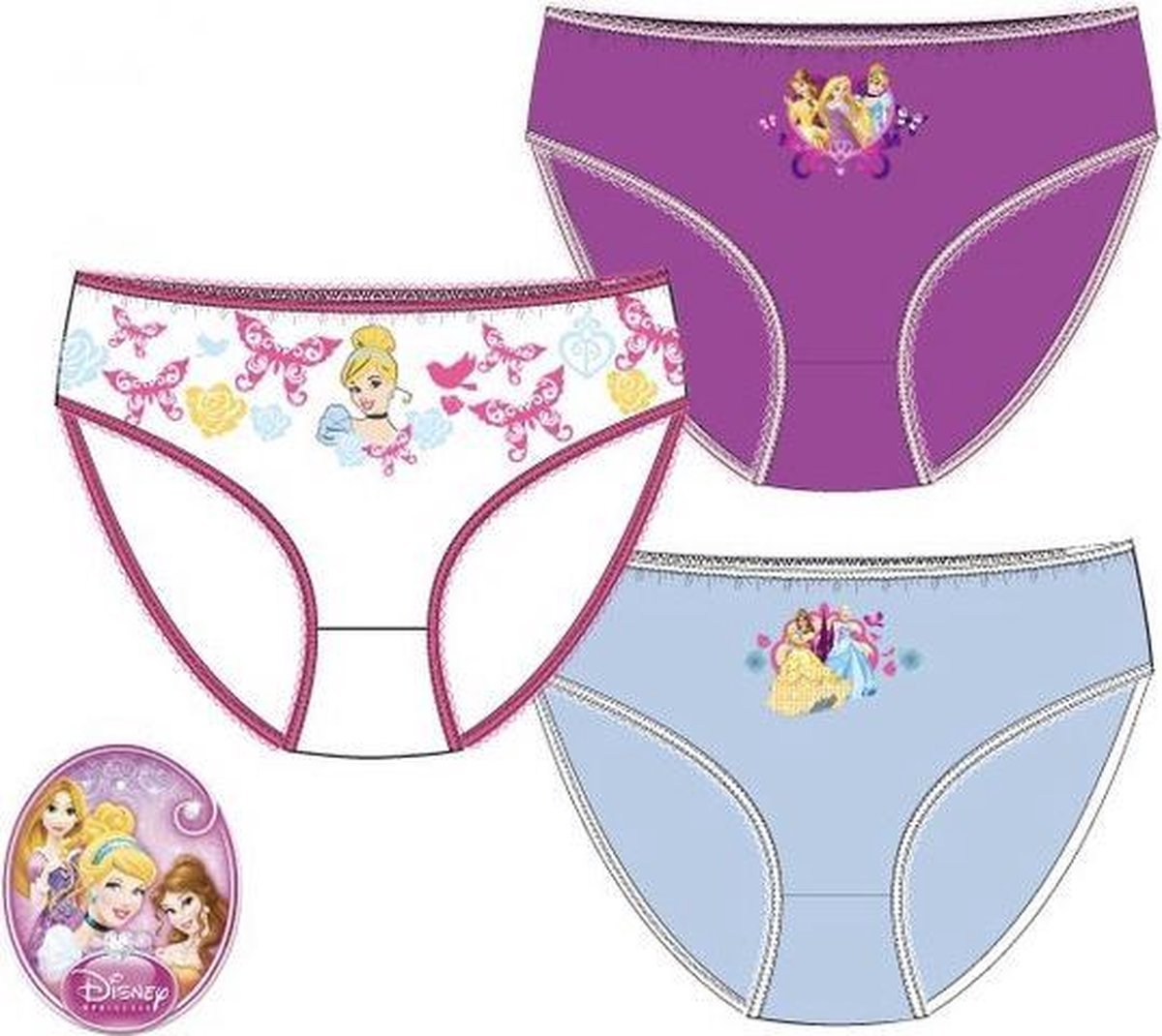 Disney Princess - 3x onderbroek - maat 116/128 (6/8 jaar) Paars