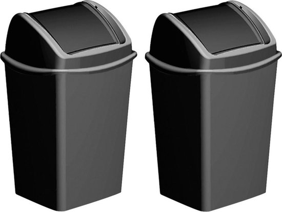 2x Zwarte vuilnisbakken/prullenbakken 25 liter 34,8 x 29,9 x 53,5 cm -... |  bol.com