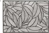 6x Placemats/onderleggers zwarte bladeren 30 x 45 cm - Tafel dekken - Zwarte tafeldecoratie