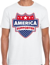 America supporter schild t-shirt wit voor heren - Amerika/USA landen t-shirt / kleding - EK / WK / Olympische spelen outfit M