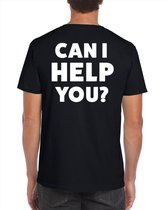 Can I help you t-shirt zwart voor heren - bedrukking aan achterkant - voor beurzen en evenementen - vraagbak / hulp shirt M