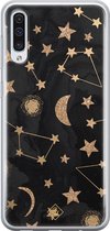 Samsung A70 hoesje siliconen - Counting the stars | Samsung Galaxy A70 case | zwart | TPU backcover transparant