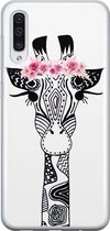 Samsung A70 hoesje siliconen - Giraffe | Samsung Galaxy A70 case | zwart | TPU backcover transparant